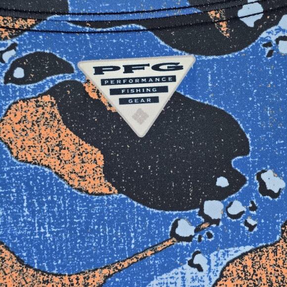 Columbia Men's PFG T-Shirt Long Sleeve Gamefish Camouflage Blue Size XL/ TG - Picture 9 of 10